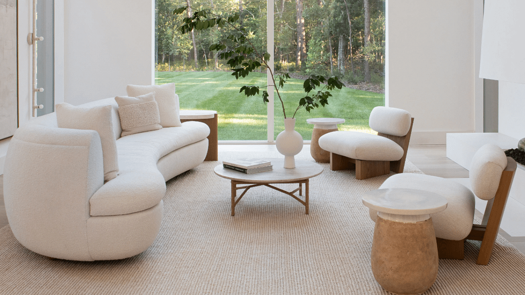 Modern minimalist interior featuring neutral décor, clean silhouettes, and curated design accents for a sleek and simple aesthetic.