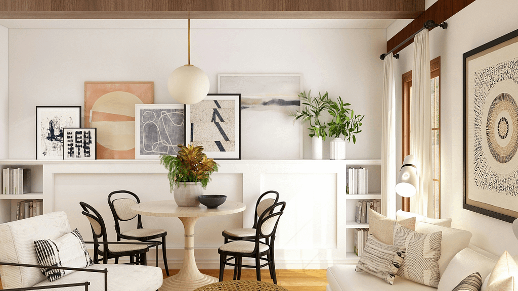 spatial design principles, balance in interior design, dining room spatial composition, scale and proportion interior design, furniture layout spatial design, interior design theory applied