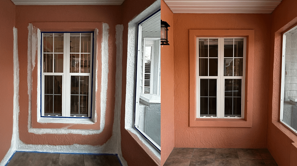 before and after painting window trim with clean edges