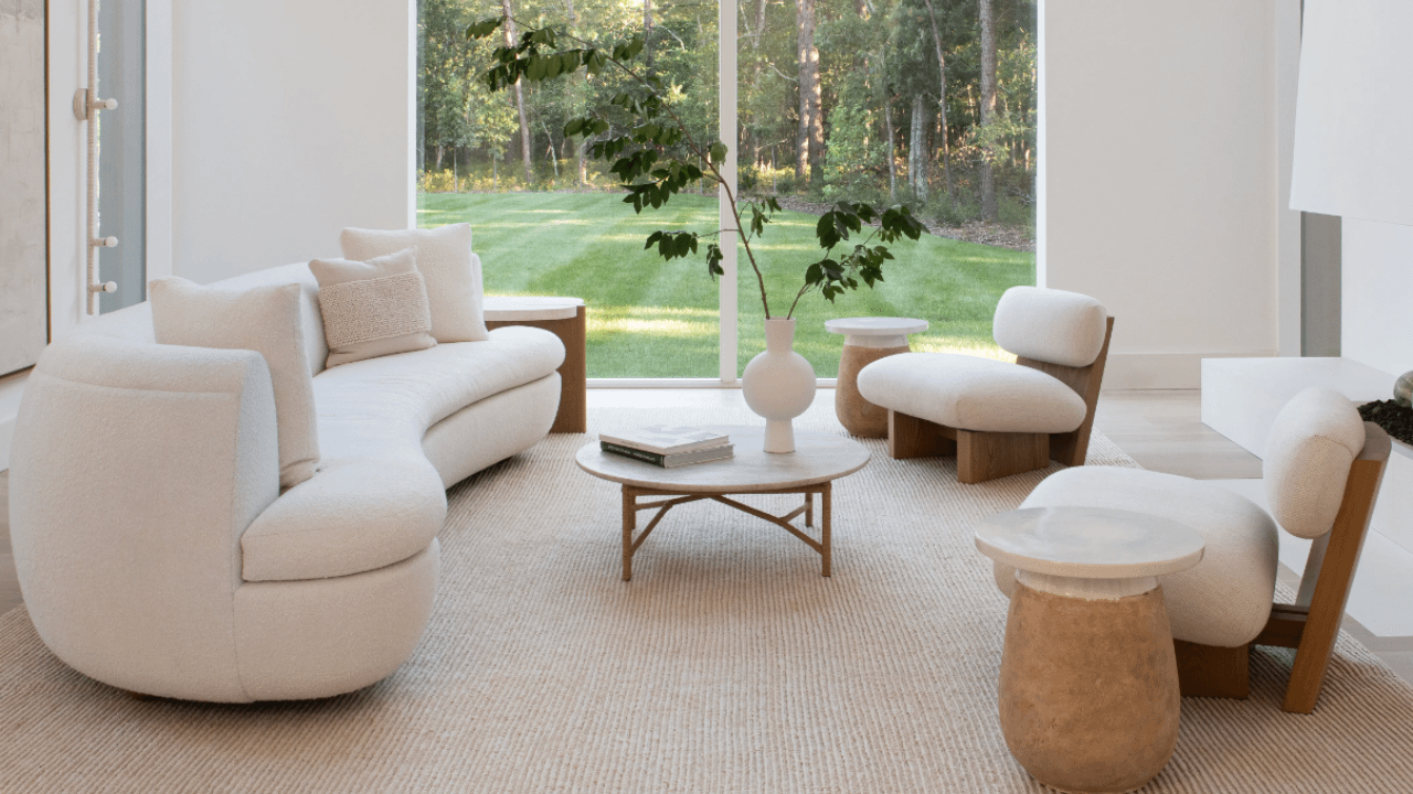 Modern minimalist interior featuring neutral décor, clean silhouettes, and curated design accents for a sleek and simple aesthetic.