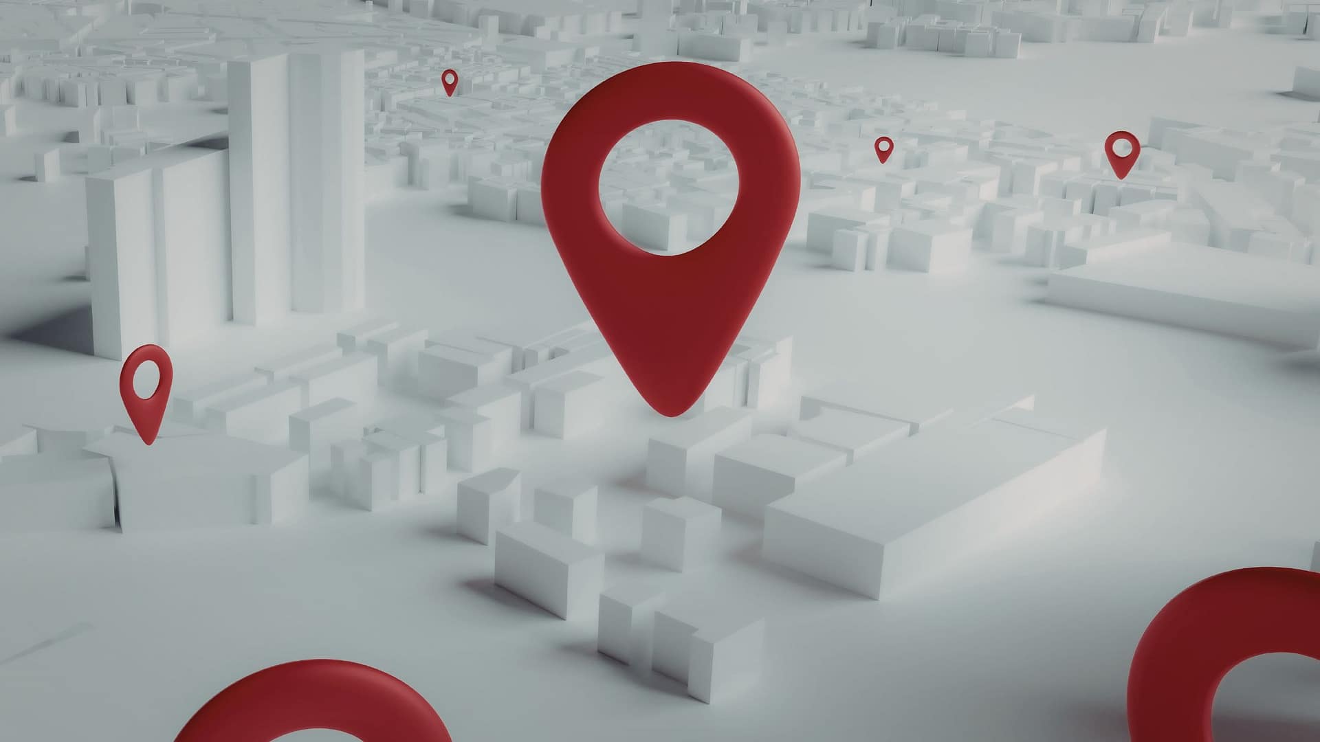 Map with location pins used to evaluate a neighborhood before buying