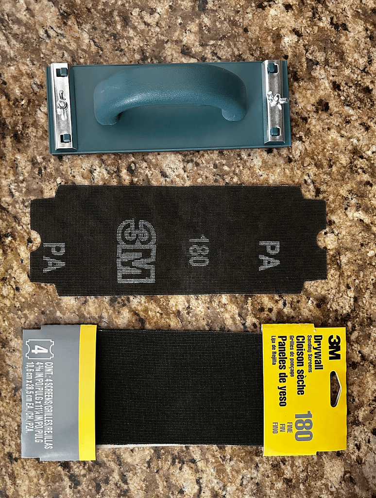 Drywall sanding tools used when preparing walls for painting